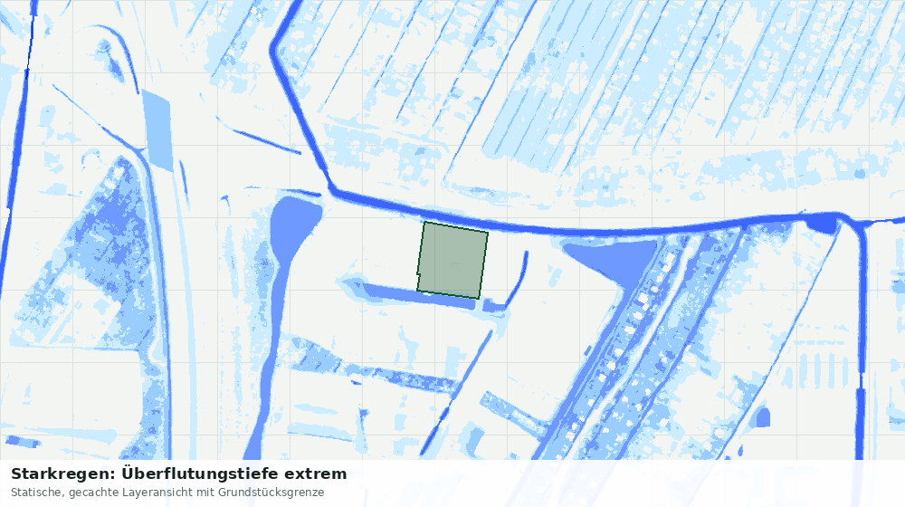 Statische Kartenansicht: Starkregen: Überflutungstiefe extrem
