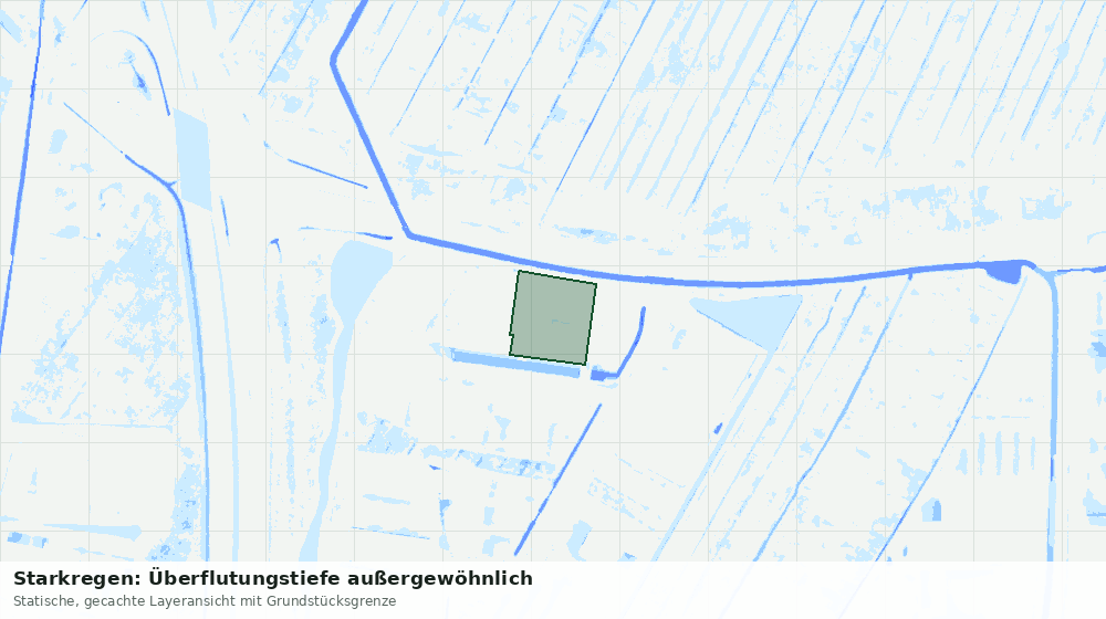 Statische Kartenansicht: Starkregen: Überflutungstiefe außergewöhnlich