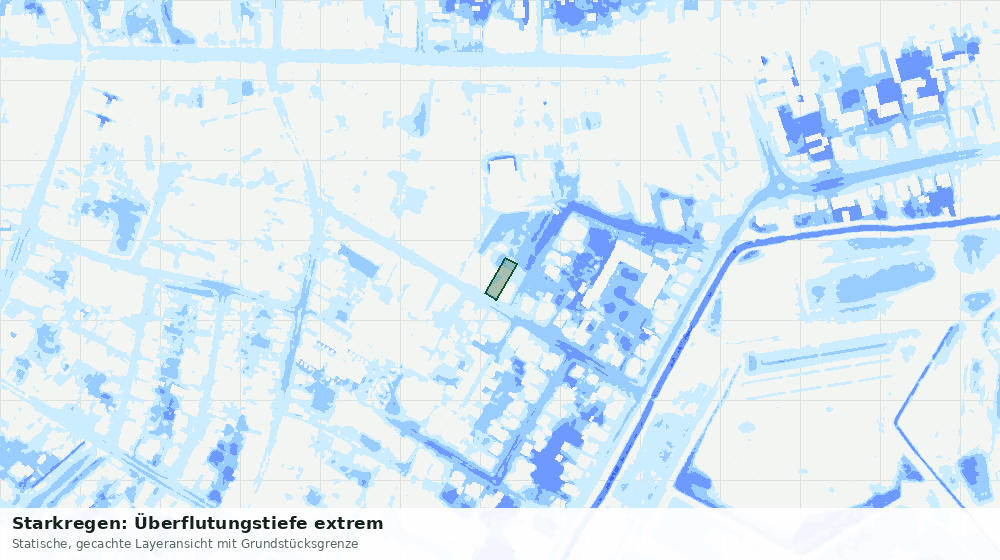Statische Kartenansicht: Starkregen: Überflutungstiefe extrem