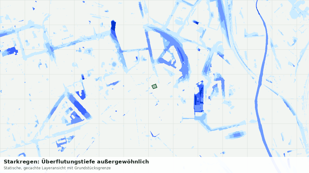 Statische Kartenansicht: Starkregen: Überflutungstiefe außergewöhnlich