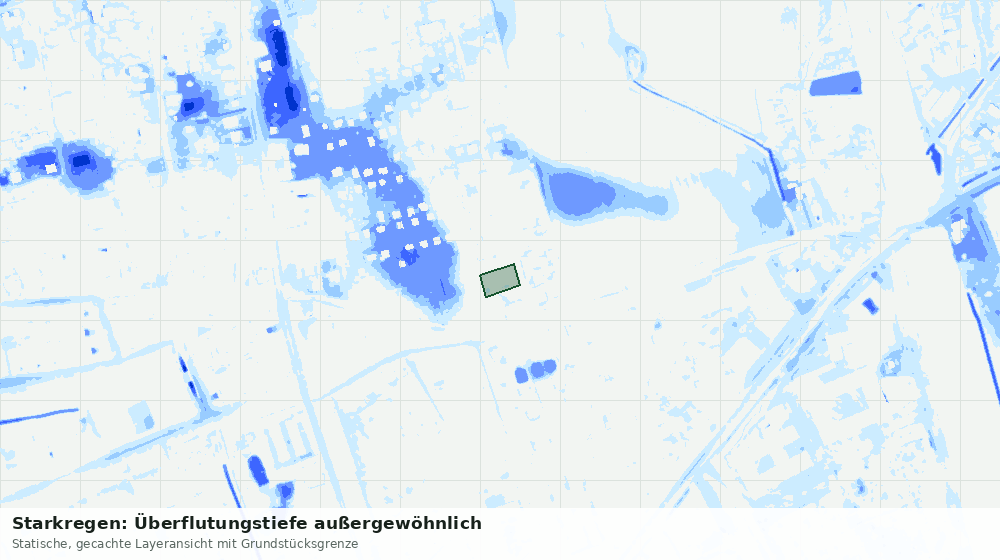 Statische Kartenansicht: Starkregen: Überflutungstiefe außergewöhnlich