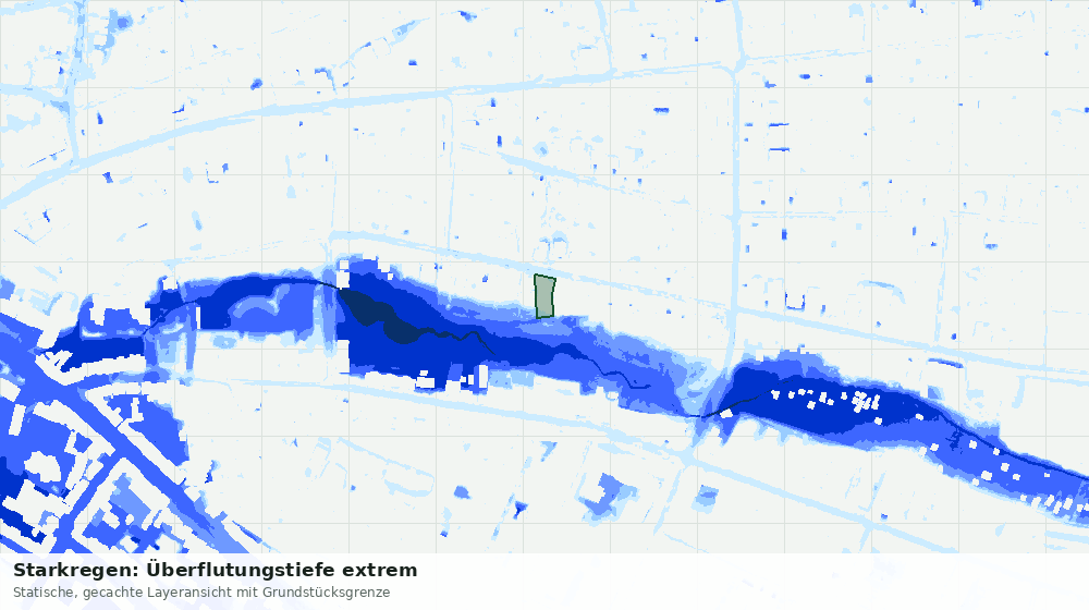 Statische Kartenansicht: Starkregen: Überflutungstiefe extrem