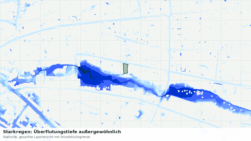 Statische Kartenansicht: Starkregen: Überflutungstiefe außergewöhnlich