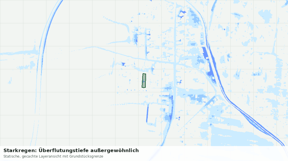 Statische Kartenansicht: Starkregen: Überflutungstiefe außergewöhnlich
