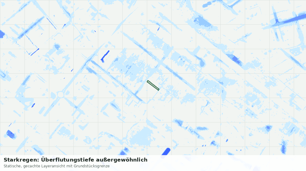 Statische Kartenansicht: Starkregen: Überflutungstiefe außergewöhnlich
