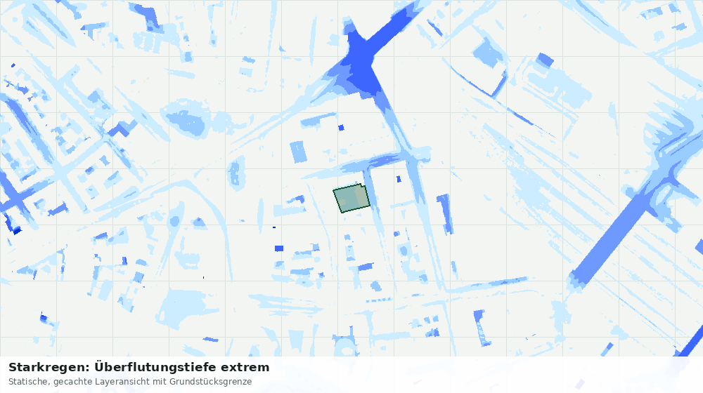 Statische Kartenansicht: Starkregen: Überflutungstiefe extrem
