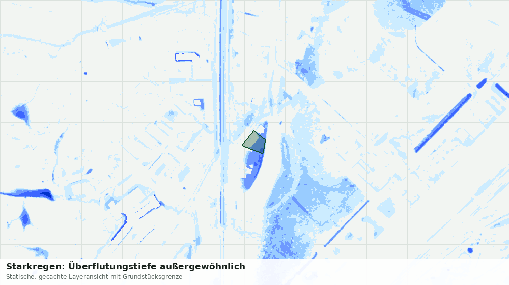 Statische Kartenansicht: Starkregen: Überflutungstiefe außergewöhnlich