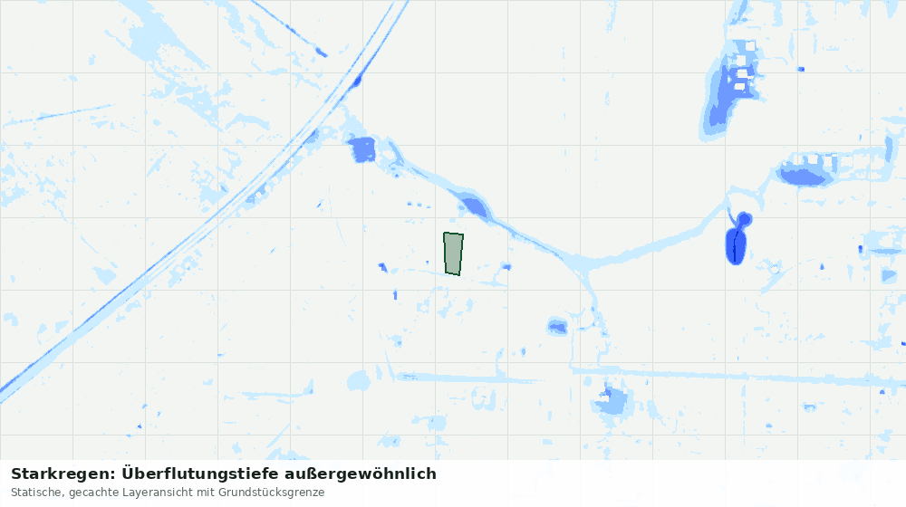 Statische Kartenansicht: Starkregen: Überflutungstiefe außergewöhnlich