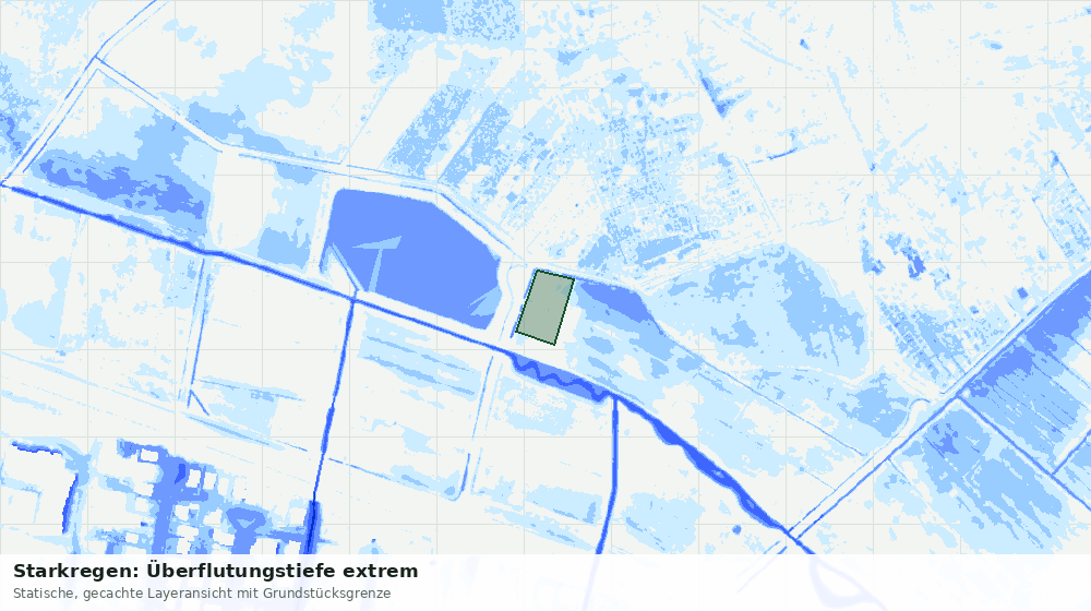 Statische Kartenansicht: Starkregen: Überflutungstiefe extrem