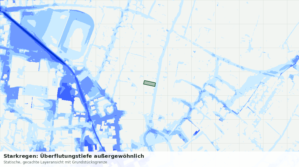 Statische Kartenansicht: Starkregen: Überflutungstiefe außergewöhnlich