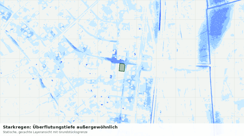 Statische Kartenansicht: Starkregen: Überflutungstiefe außergewöhnlich
