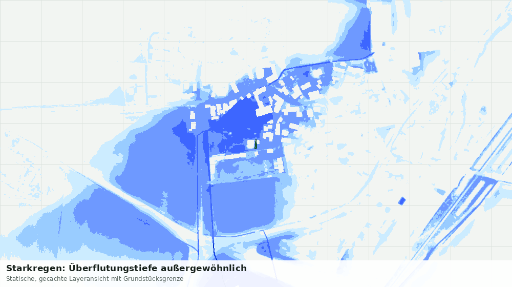 Statische Kartenansicht: Starkregen: Überflutungstiefe außergewöhnlich