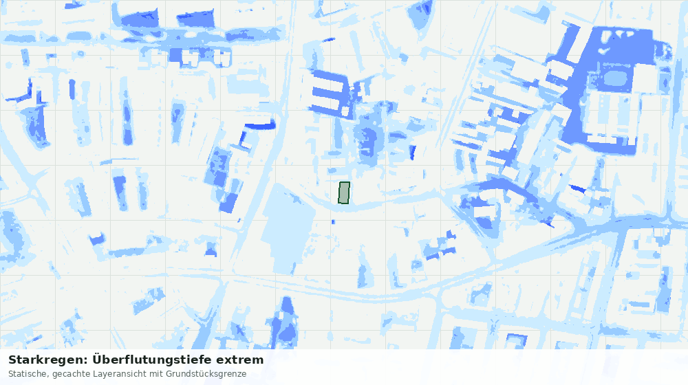 Statische Kartenansicht: Starkregen: Überflutungstiefe extrem