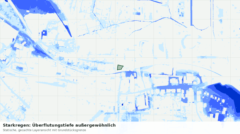 Statische Kartenansicht: Starkregen: Überflutungstiefe außergewöhnlich