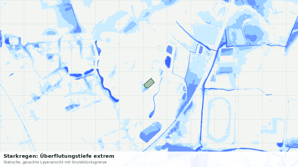 Statische Kartenansicht: Starkregen: Überflutungstiefe extrem