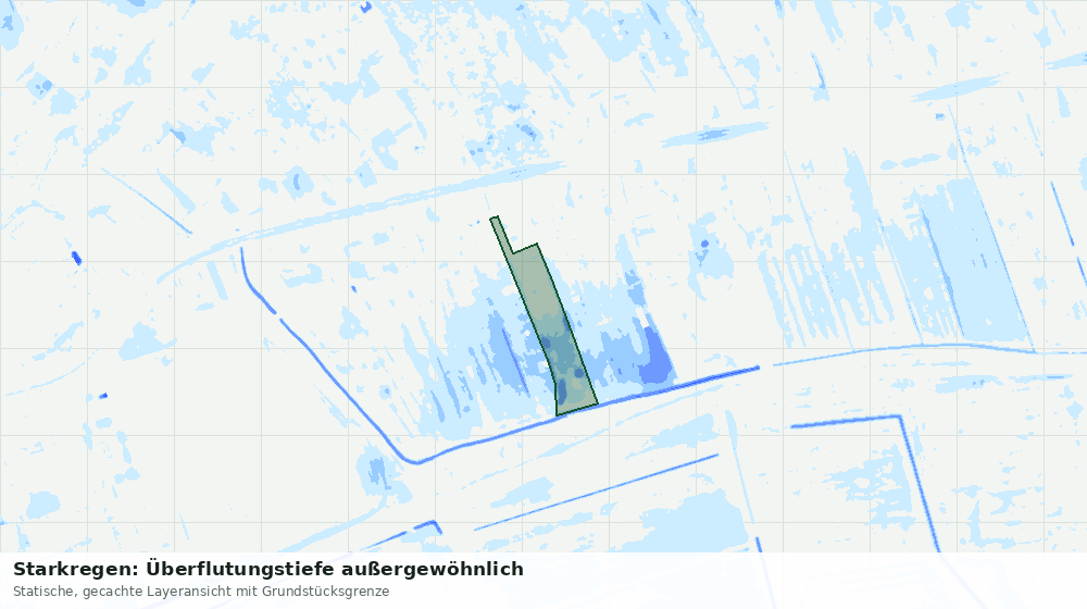 Statische Kartenansicht: Starkregen: Überflutungstiefe außergewöhnlich