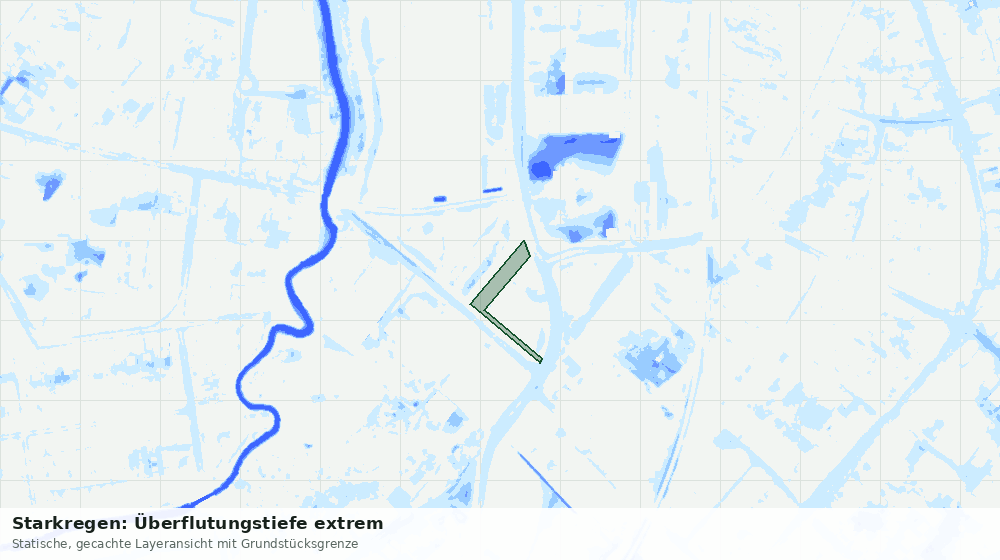 Statische Kartenansicht: Starkregen: Überflutungstiefe extrem