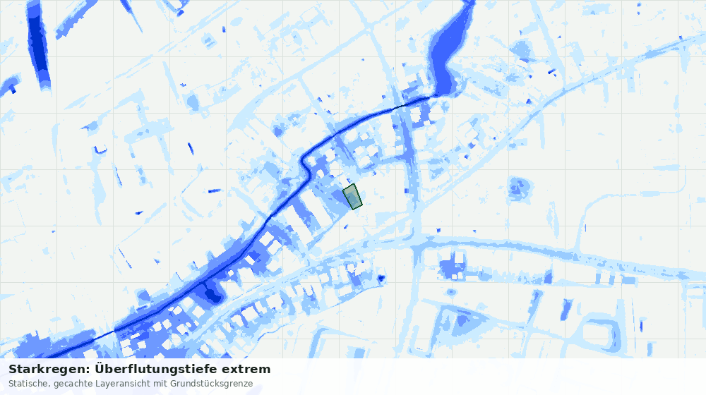 Statische Kartenansicht: Starkregen: Überflutungstiefe extrem