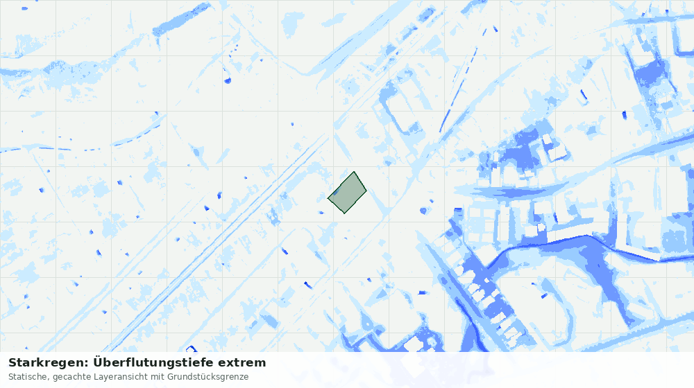 Statische Kartenansicht: Starkregen: Überflutungstiefe extrem