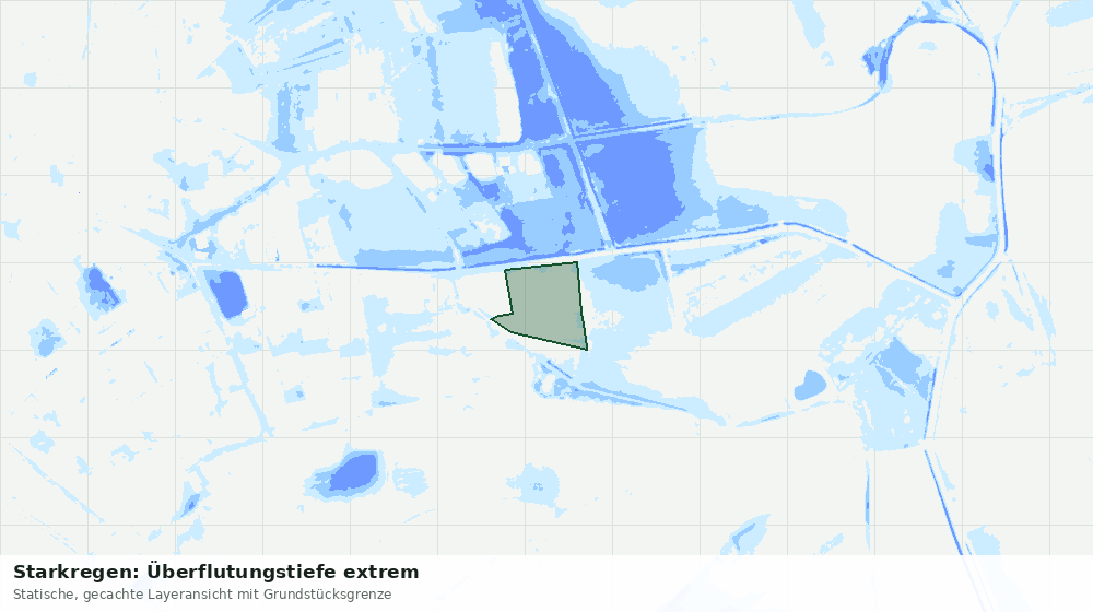 Statische Kartenansicht: Starkregen: Überflutungstiefe extrem