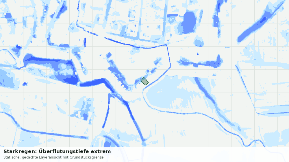 Statische Kartenansicht: Starkregen: Überflutungstiefe extrem