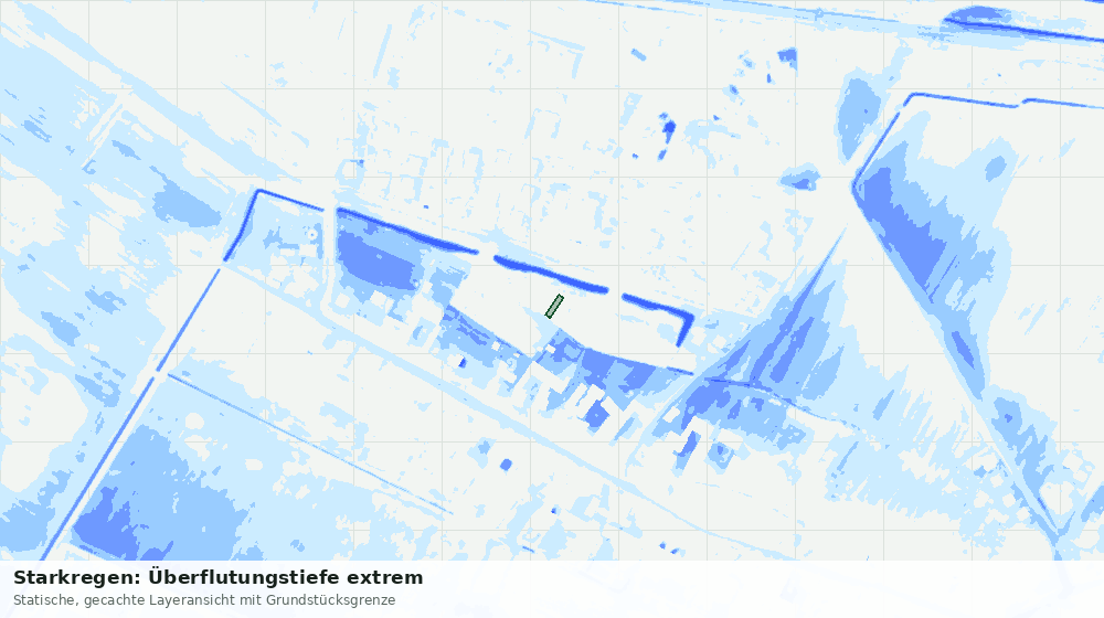 Statische Kartenansicht: Starkregen: Überflutungstiefe extrem