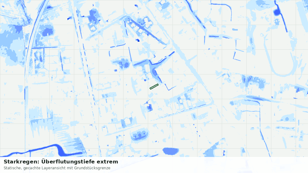 Statische Kartenansicht: Starkregen: Überflutungstiefe extrem