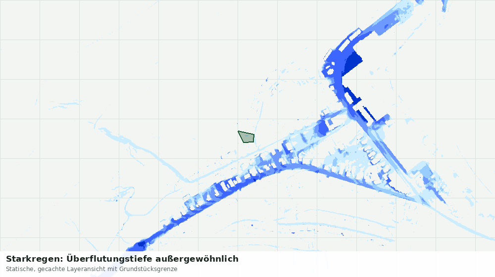 Statische Kartenansicht: Starkregen: Überflutungstiefe außergewöhnlich