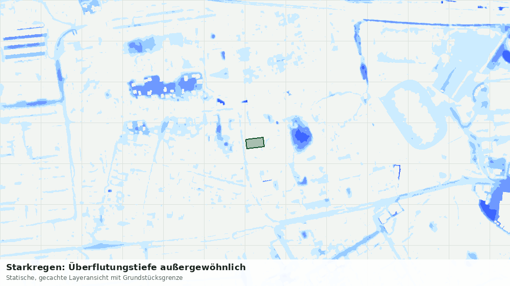 Statische Kartenansicht: Starkregen: Überflutungstiefe außergewöhnlich