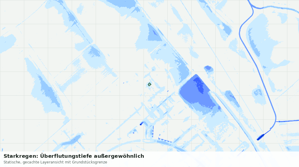 Statische Kartenansicht: Starkregen: Überflutungstiefe außergewöhnlich