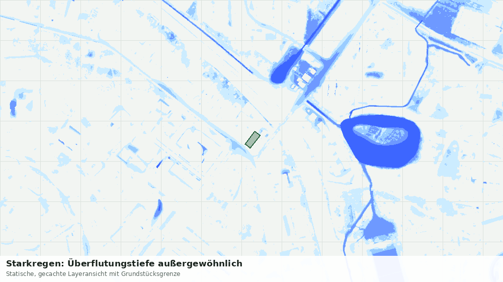 Statische Kartenansicht: Starkregen: Überflutungstiefe außergewöhnlich