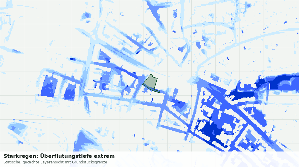 Statische Kartenansicht: Starkregen: Überflutungstiefe extrem