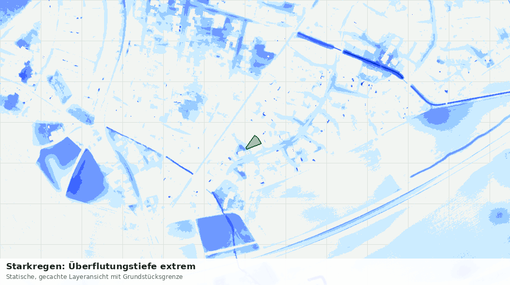 Statische Kartenansicht: Starkregen: Überflutungstiefe extrem