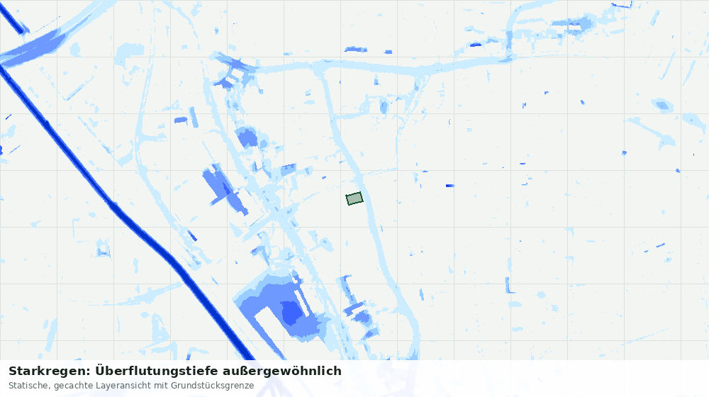 Statische Kartenansicht: Starkregen: Überflutungstiefe außergewöhnlich