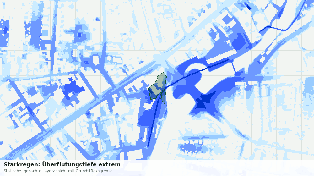 Statische Kartenansicht: Starkregen: Überflutungstiefe extrem