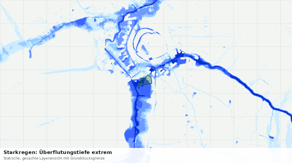 Statische Kartenansicht: Starkregen: Überflutungstiefe extrem