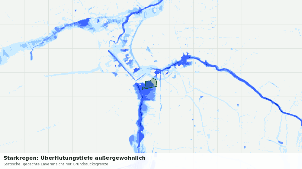 Statische Kartenansicht: Starkregen: Überflutungstiefe außergewöhnlich