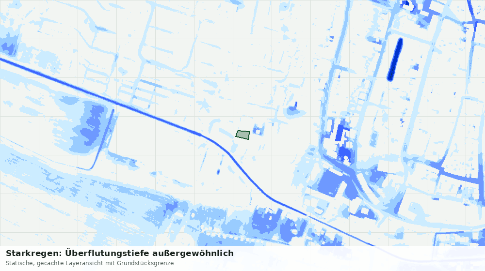 Statische Kartenansicht: Starkregen: Überflutungstiefe außergewöhnlich