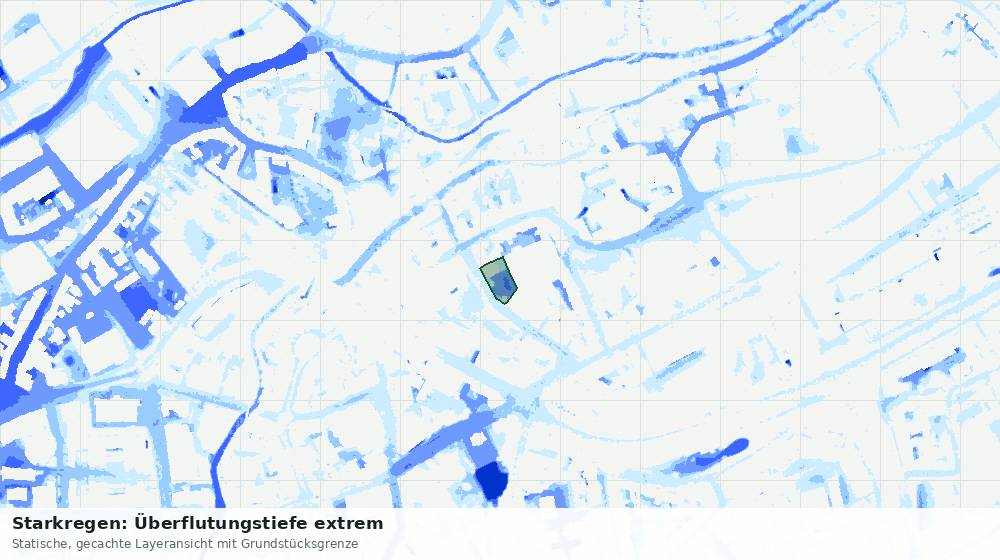 Statische Kartenansicht: Starkregen: Überflutungstiefe extrem