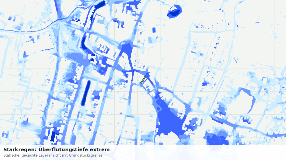 Statische Kartenansicht: Starkregen: Überflutungstiefe extrem