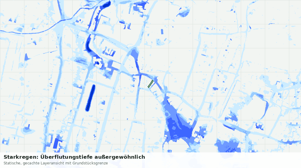 Statische Kartenansicht: Starkregen: Überflutungstiefe außergewöhnlich