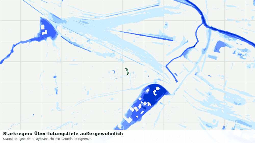 Statische Kartenansicht: Starkregen: Überflutungstiefe außergewöhnlich