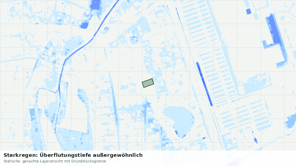 Statische Kartenansicht: Starkregen: Überflutungstiefe außergewöhnlich