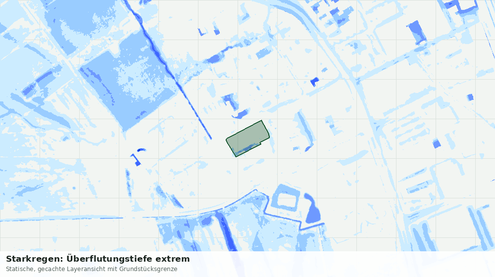 Statische Kartenansicht: Starkregen: Überflutungstiefe extrem
