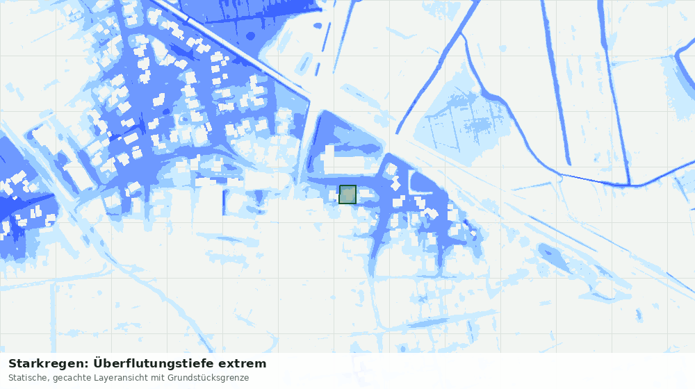 Statische Kartenansicht: Starkregen: Überflutungstiefe extrem