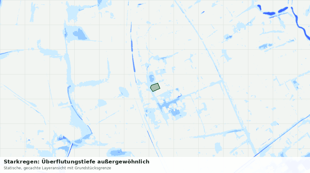 Statische Kartenansicht: Starkregen: Überflutungstiefe außergewöhnlich