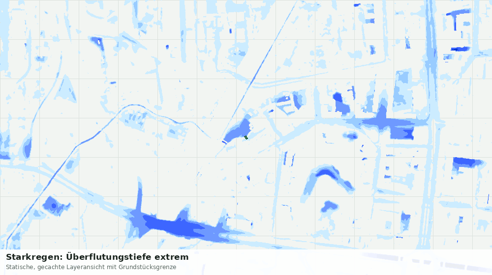 Statische Kartenansicht: Starkregen: Überflutungstiefe extrem
