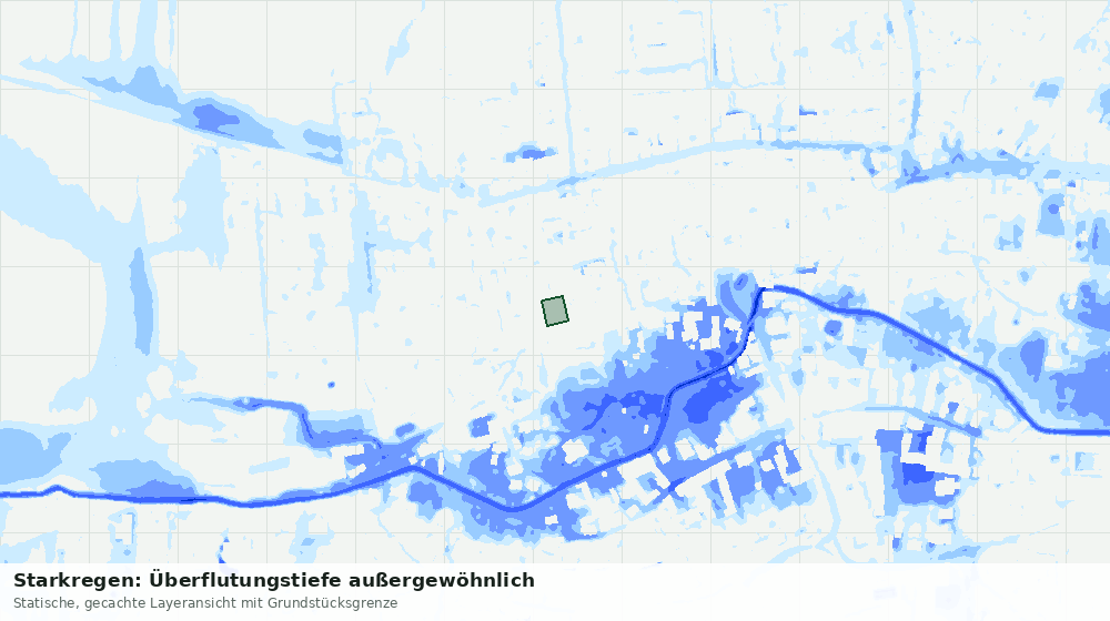 Statische Kartenansicht: Starkregen: Überflutungstiefe außergewöhnlich