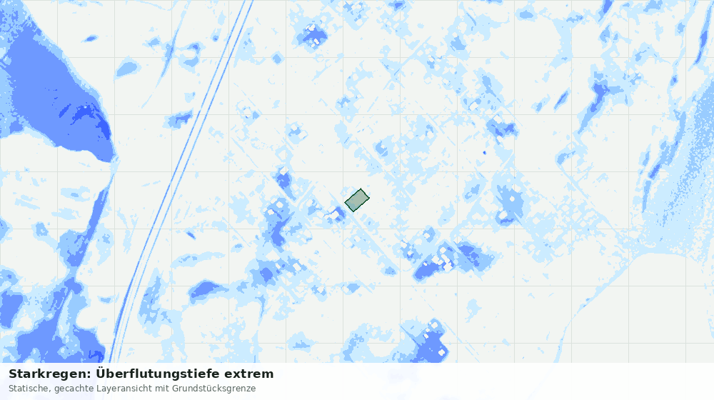 Statische Kartenansicht: Starkregen: Überflutungstiefe extrem
