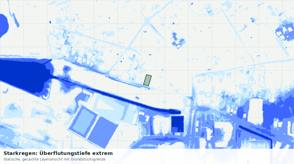 Statische Kartenansicht: Starkregen: Überflutungstiefe extrem